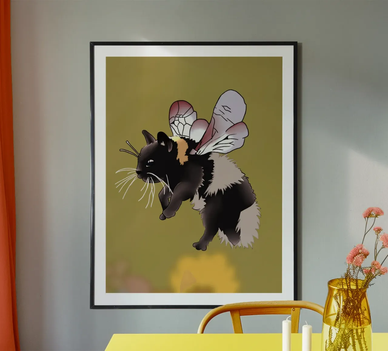 Bombo Gatto Nero poster con telaio in alluminio da lucasmeier