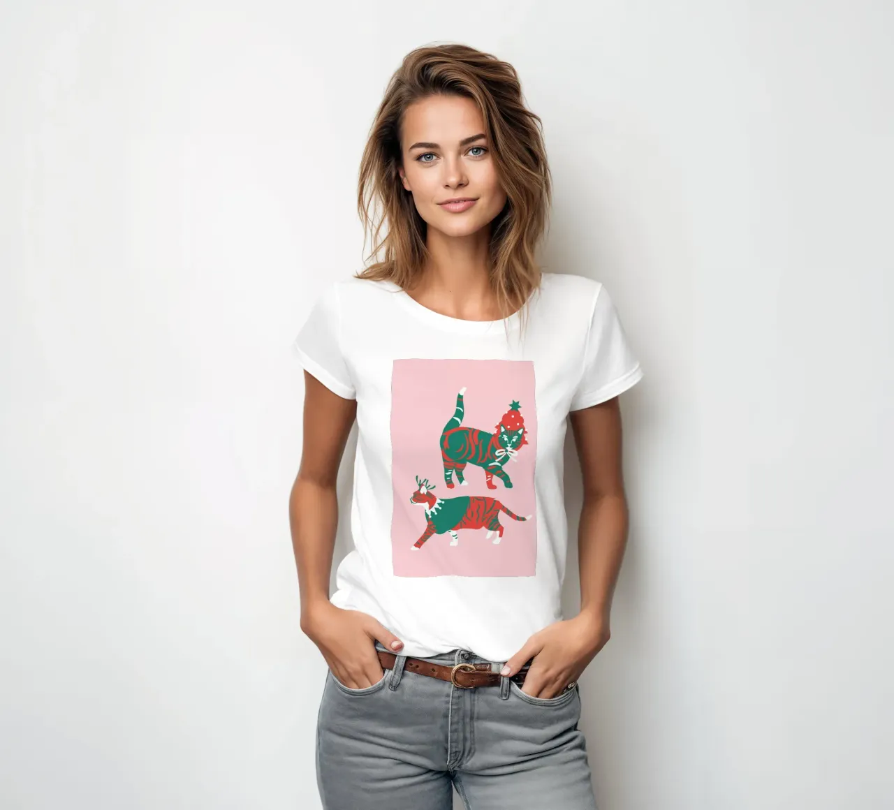 Meow-Ery Christmas dames t-shirt getailleerd van Mariery Young