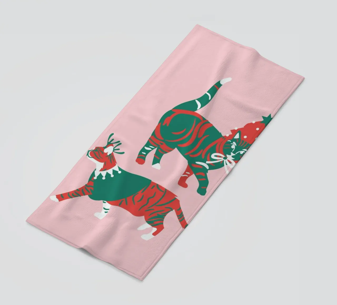 Meow-Ery Christmas beach towel by Mariery Young