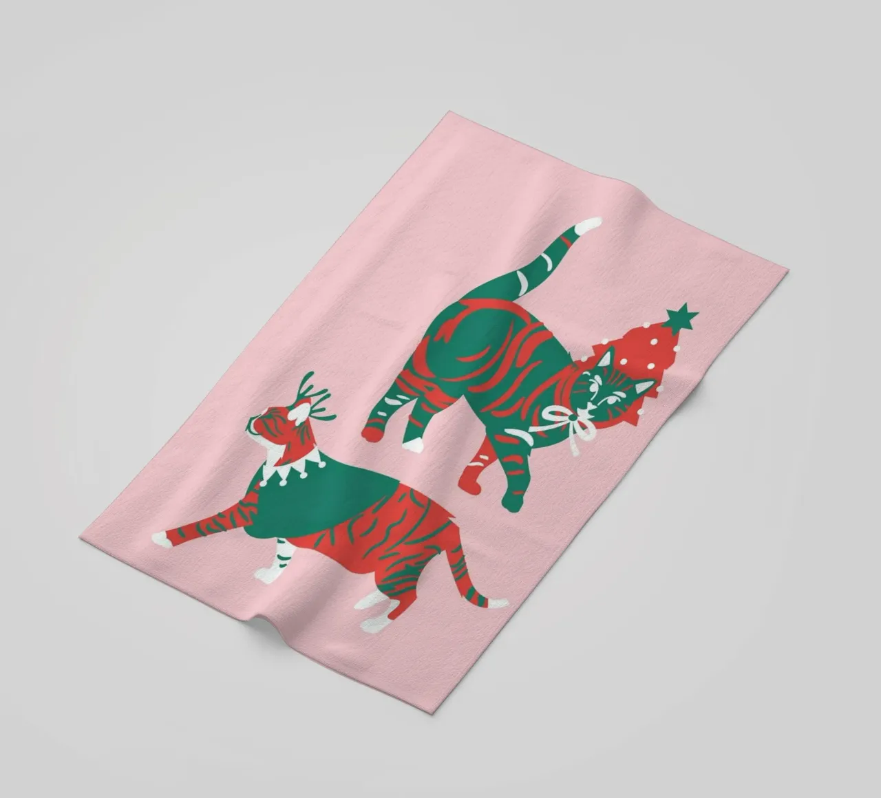 Meow-Ery Christmas beach towel by Mariery Young