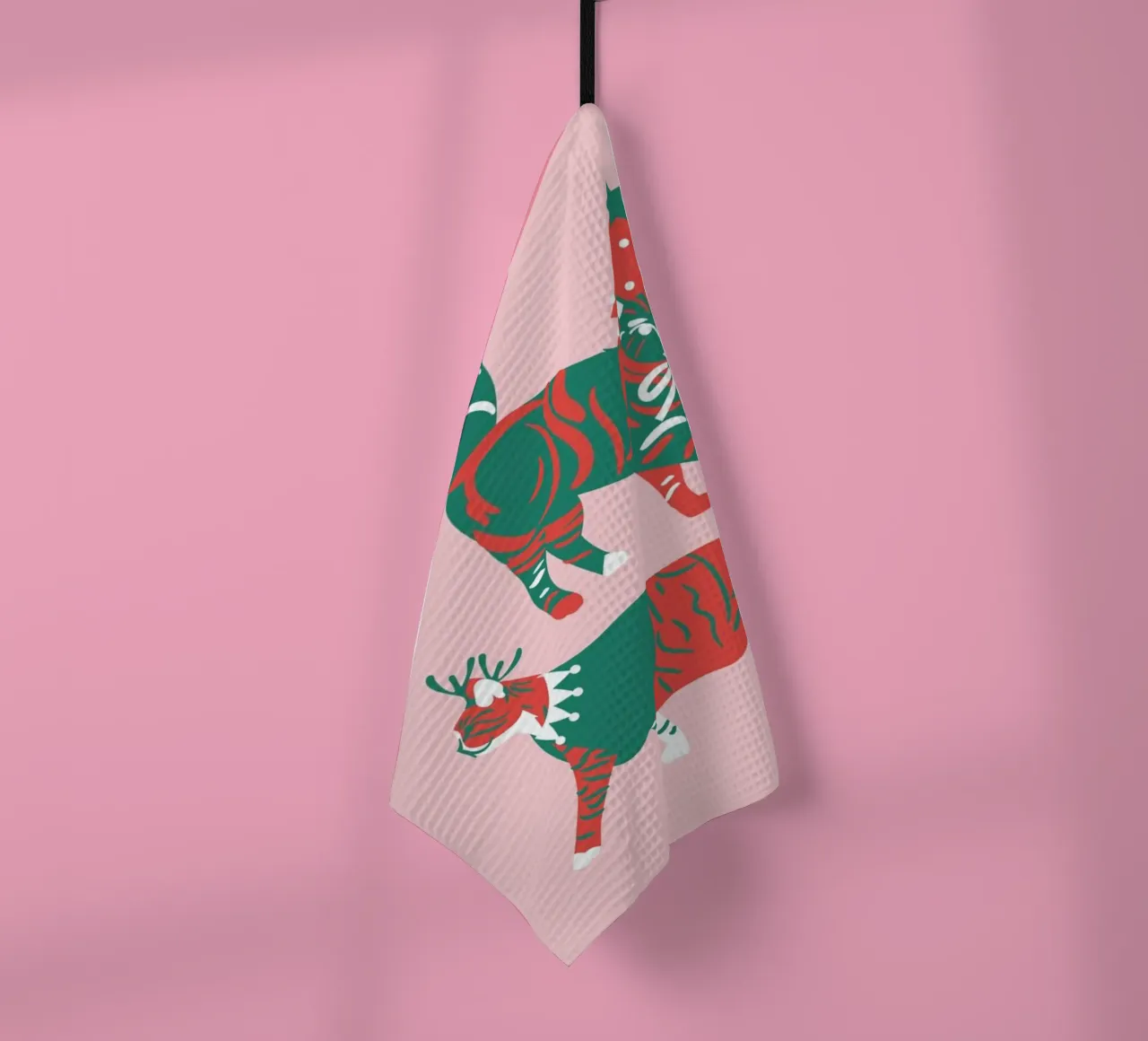 Meow-Ery Christmas tea towel by Mariery Young