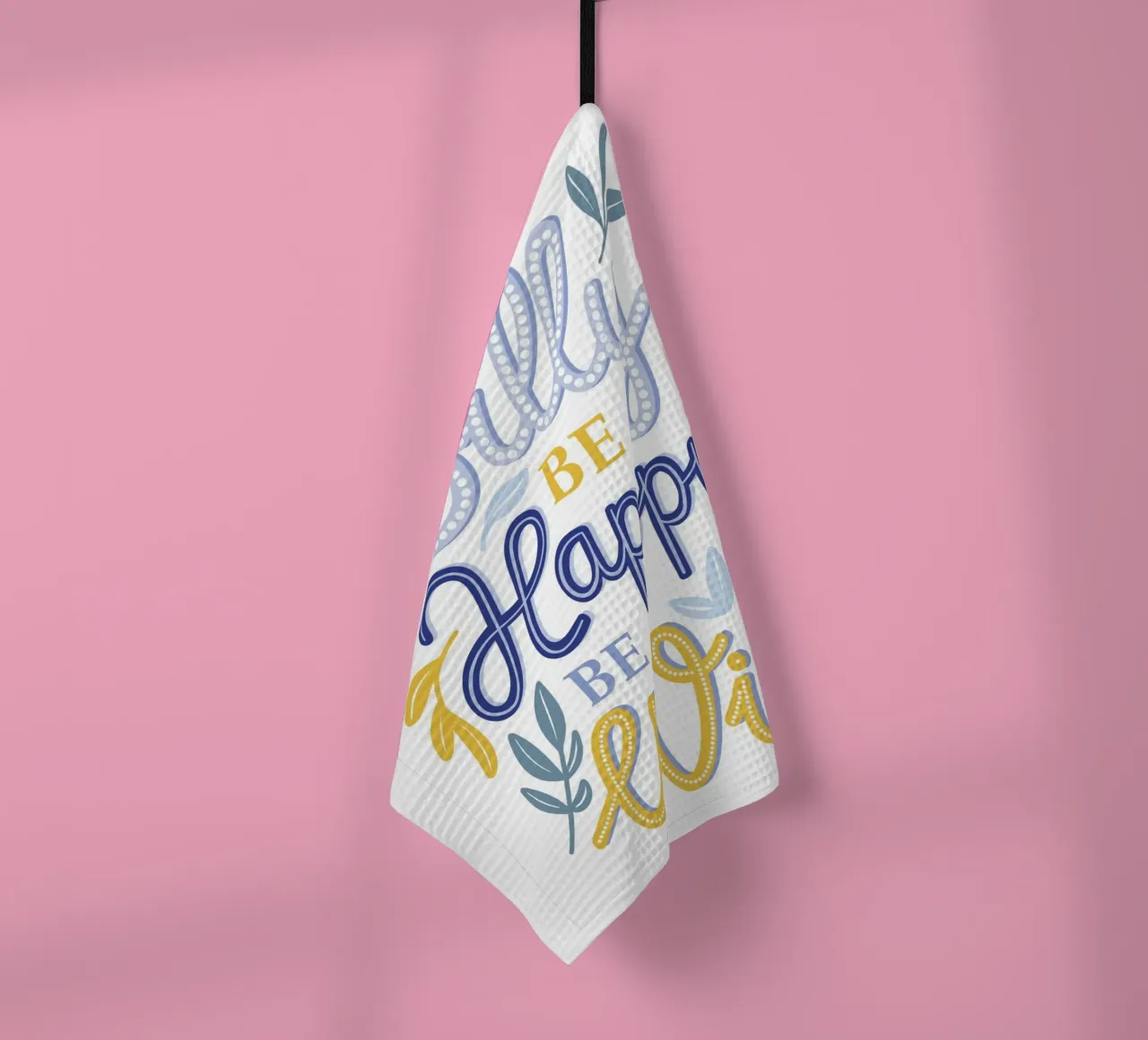 Be Silly be Happy Zitat Geschirrtuch von Martina