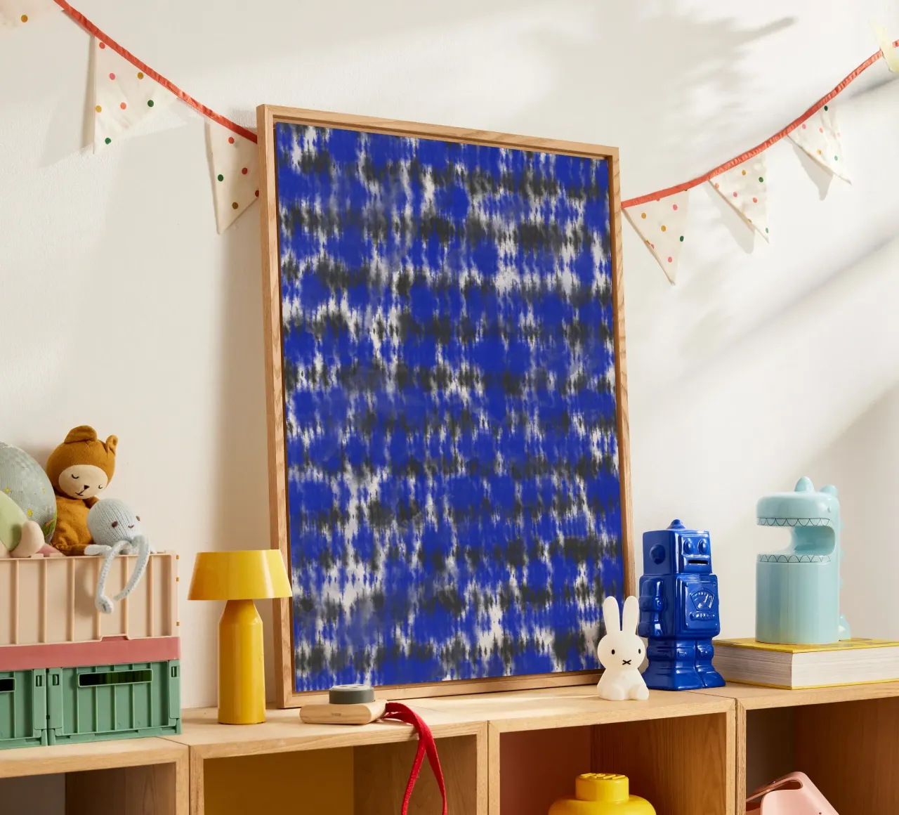 Blue and black stripe tie dye acrylic glass by Little Dean