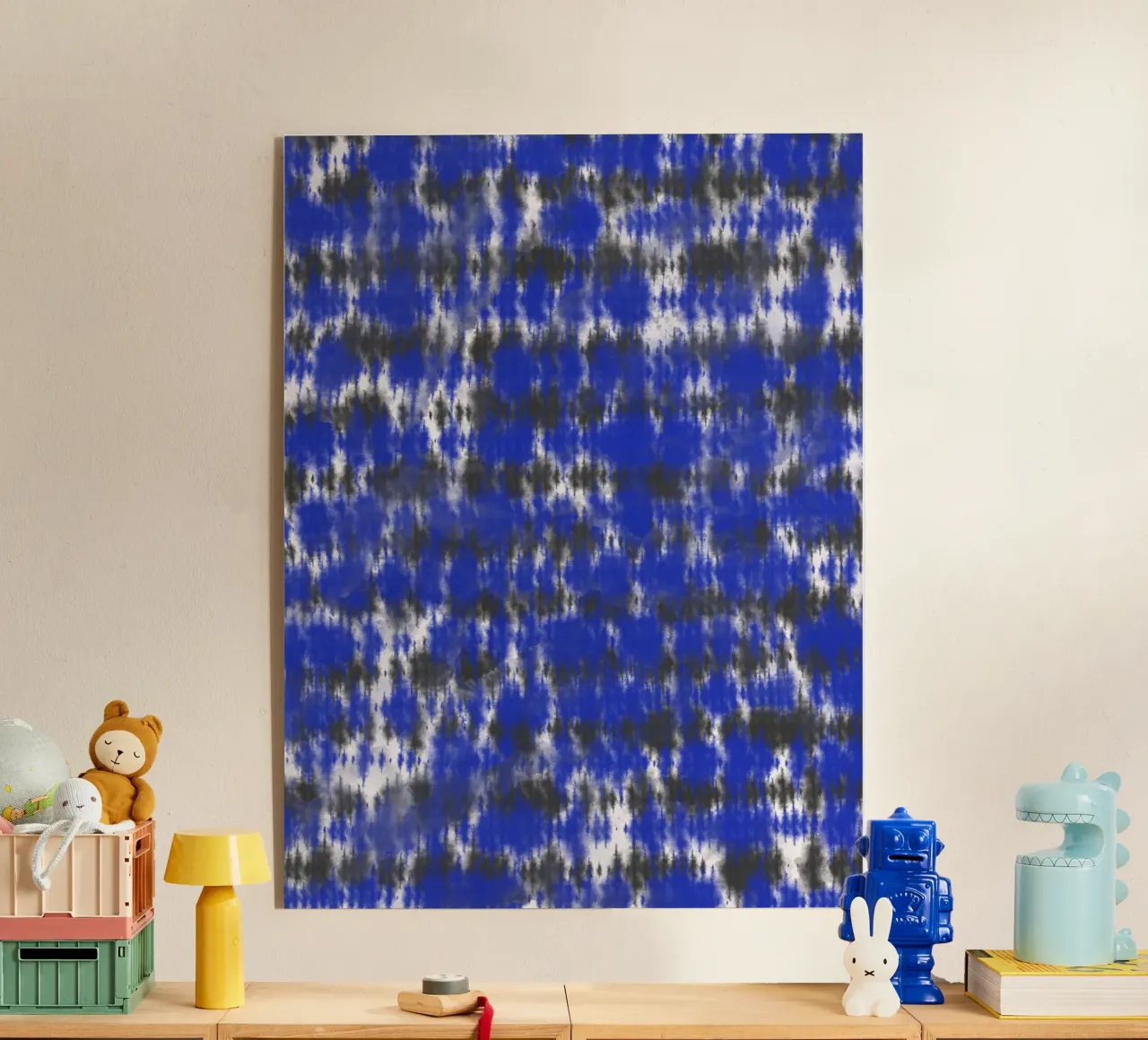 Blue and black stripe tie dye acrylic glass by Little Dean