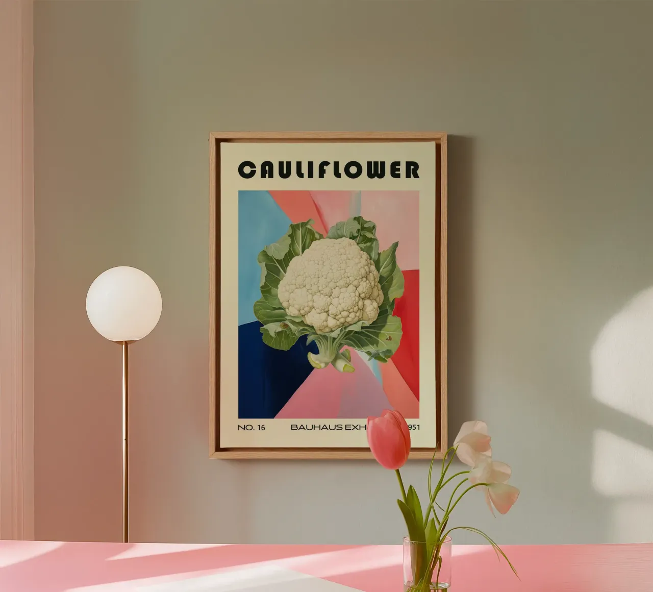 Bloemkool Mid Eeuw Keuken canvas met Baklijst van Patrick J Curtis