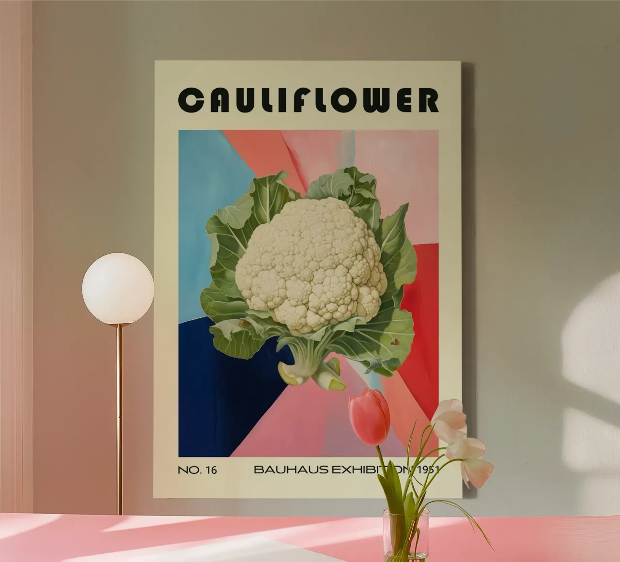 Bloemkool Mid Eeuw Keuken canvas met Baklijst van Patrick J Curtis