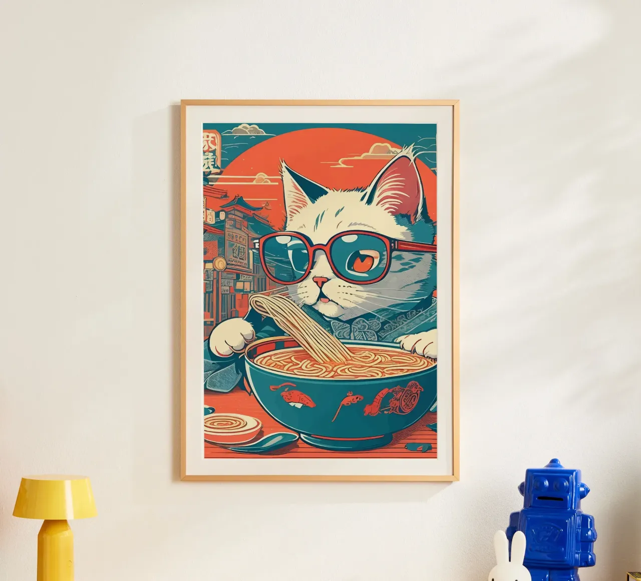Cool Cat Ramen poster da Patrick J Curtis