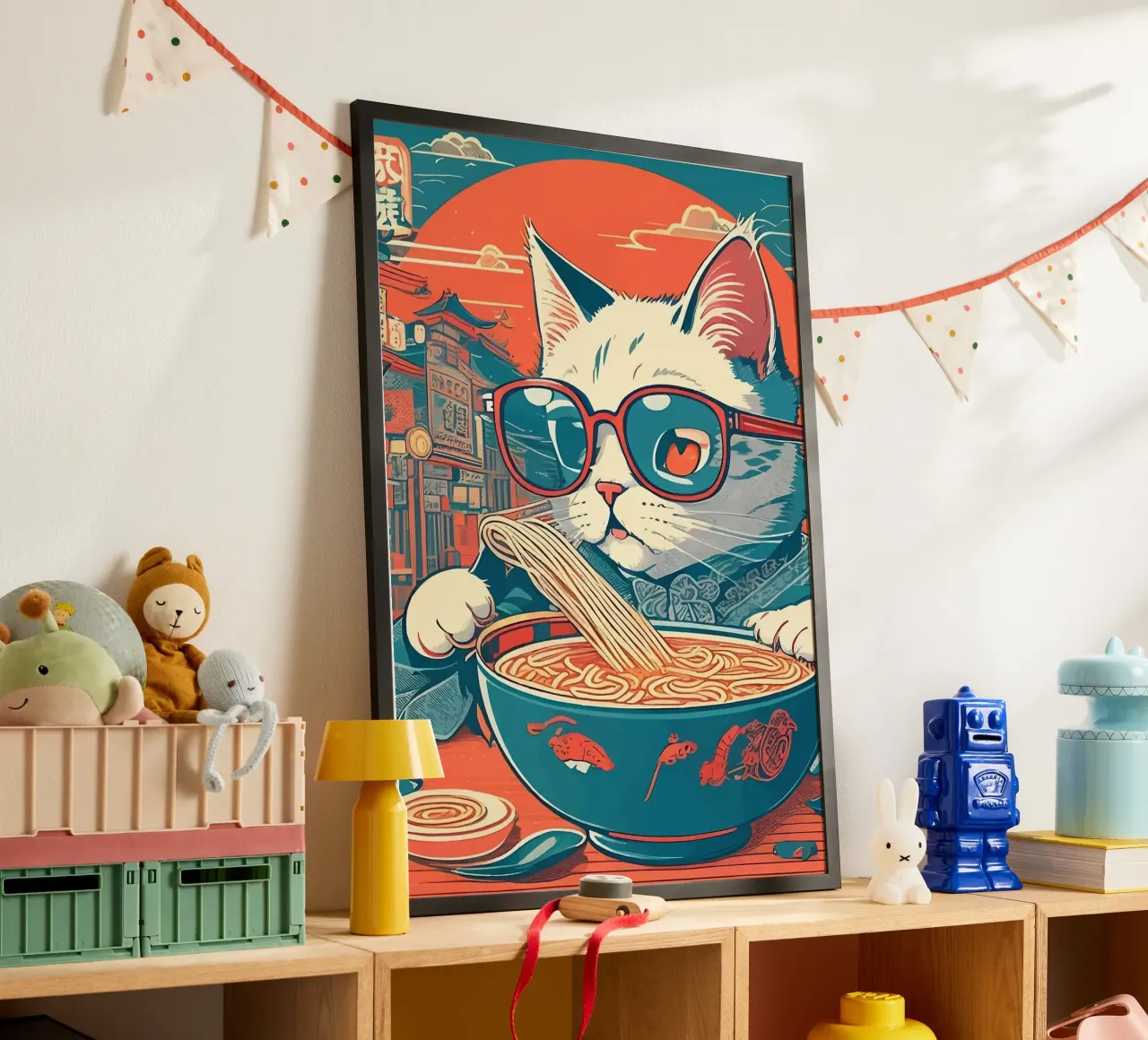 Cool Cat Ramen poster da Patrick J Curtis