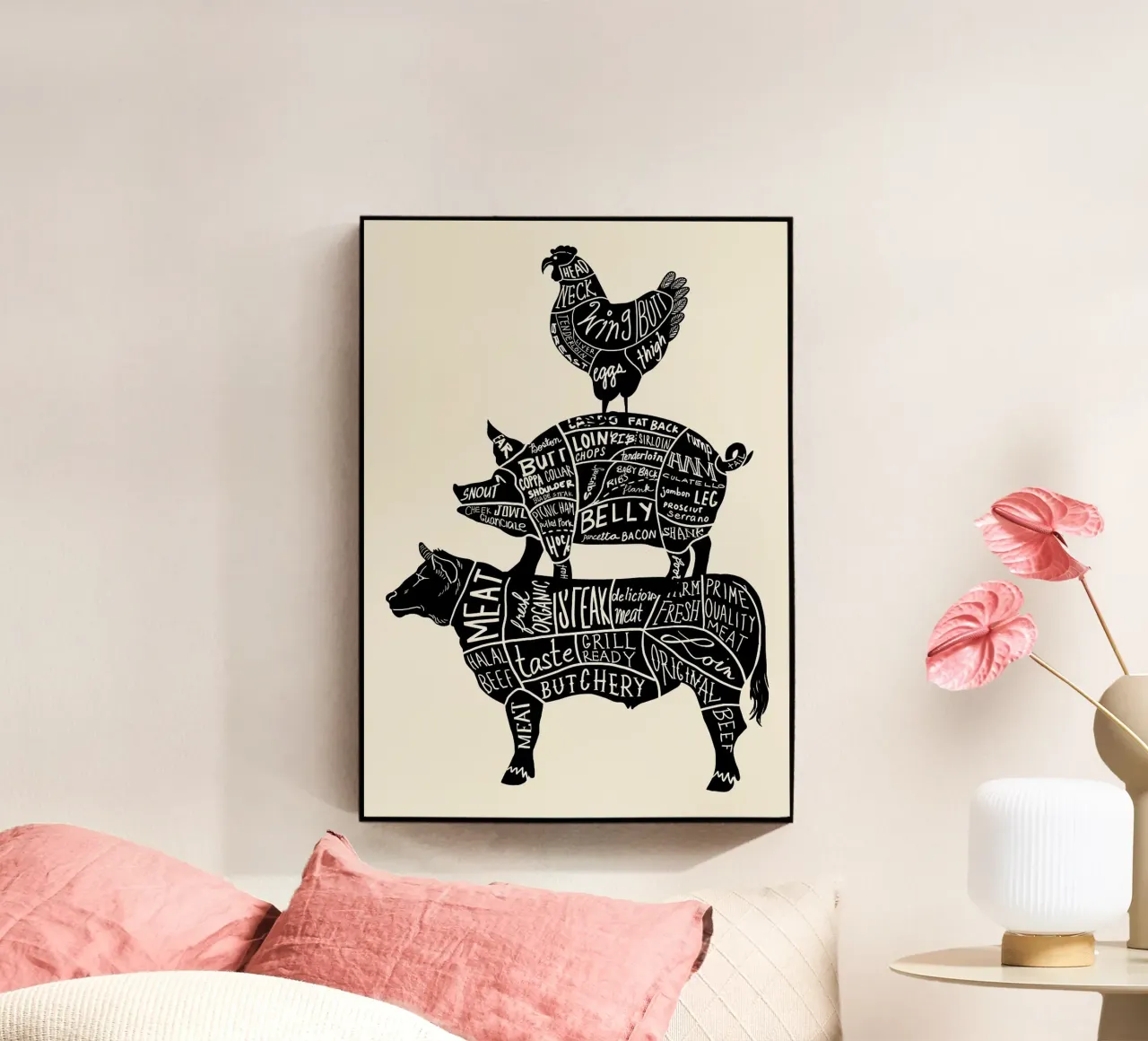 Mucca Maiale Pollo Parti plexiglass da Patrick J Curtis