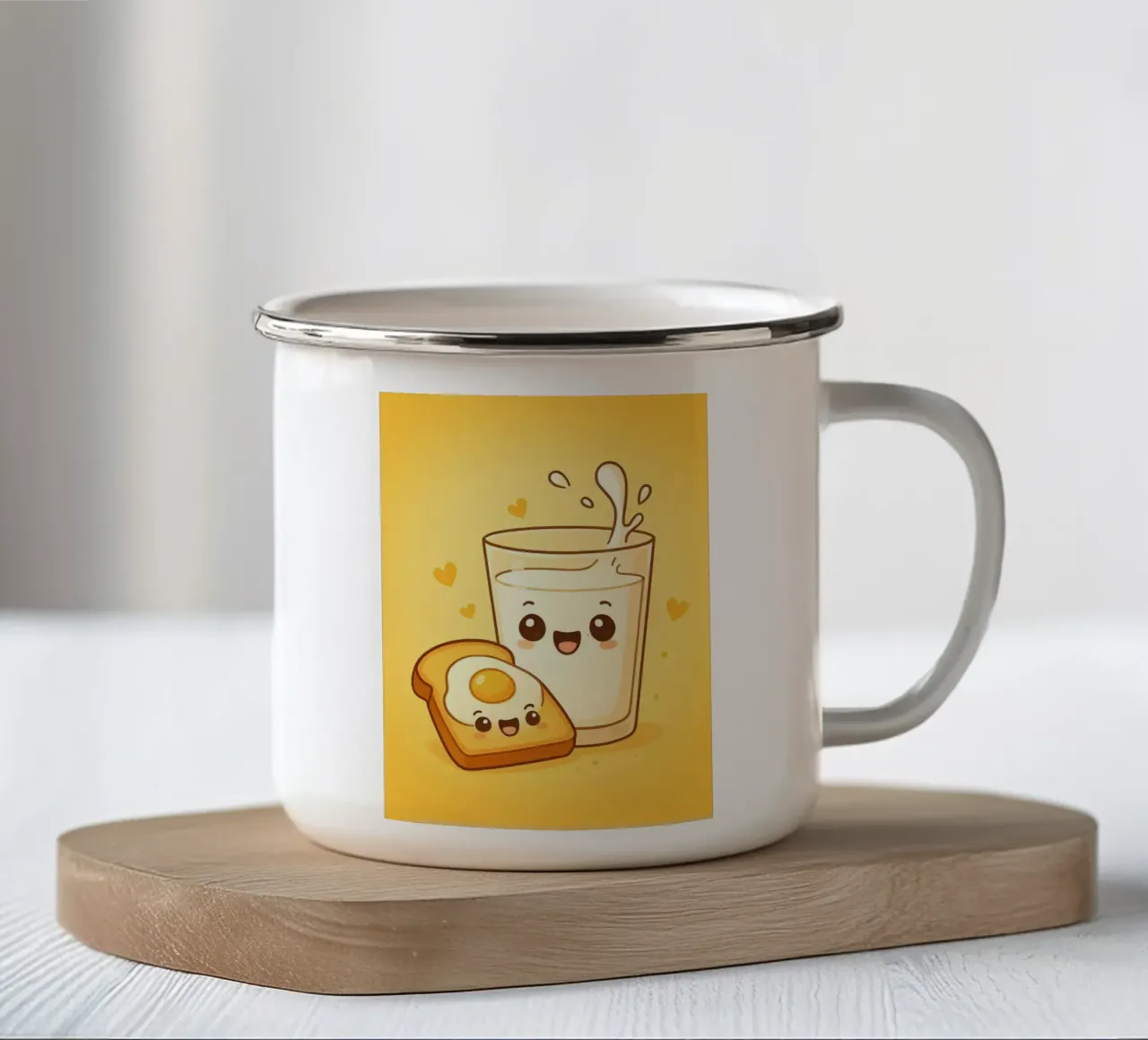 Colazione carina Toast al latte e uova tazza in smalto da Patrick J Curtis