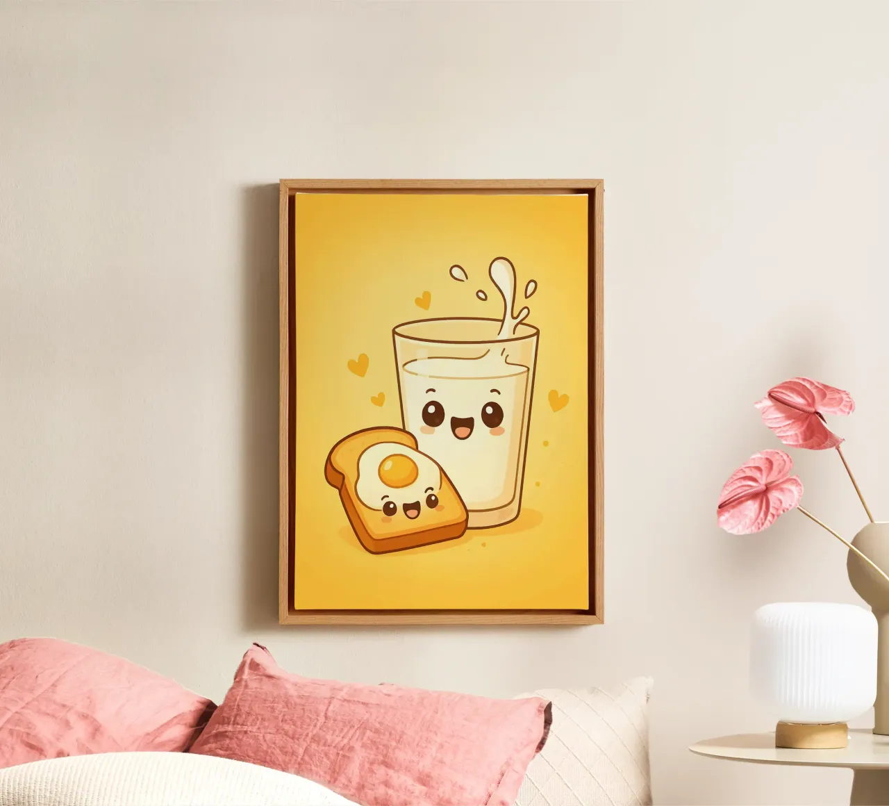 Cute Breakfast Milk and Egg Toast canvas by Patrick J Curtis