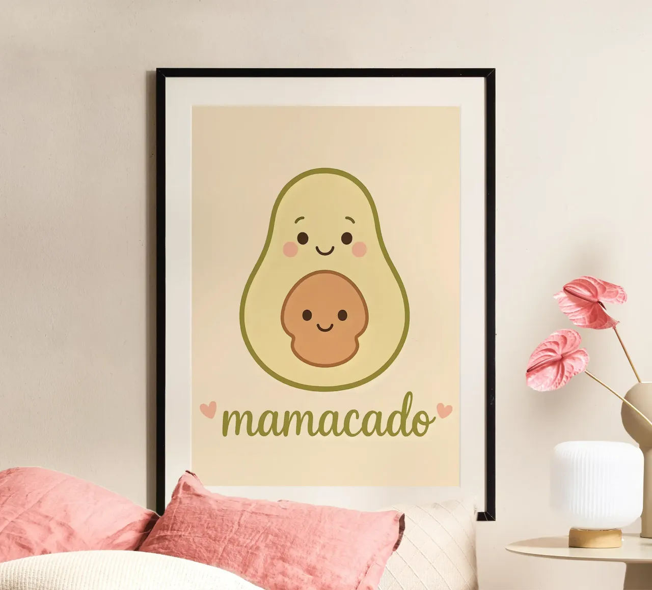 Cute Mama poster avec cadre en bois de Patrick J Curtis
