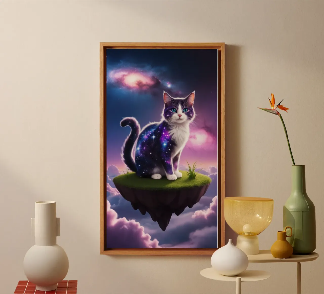 Galaxy Cat on a Floating Island canvas by van hellen