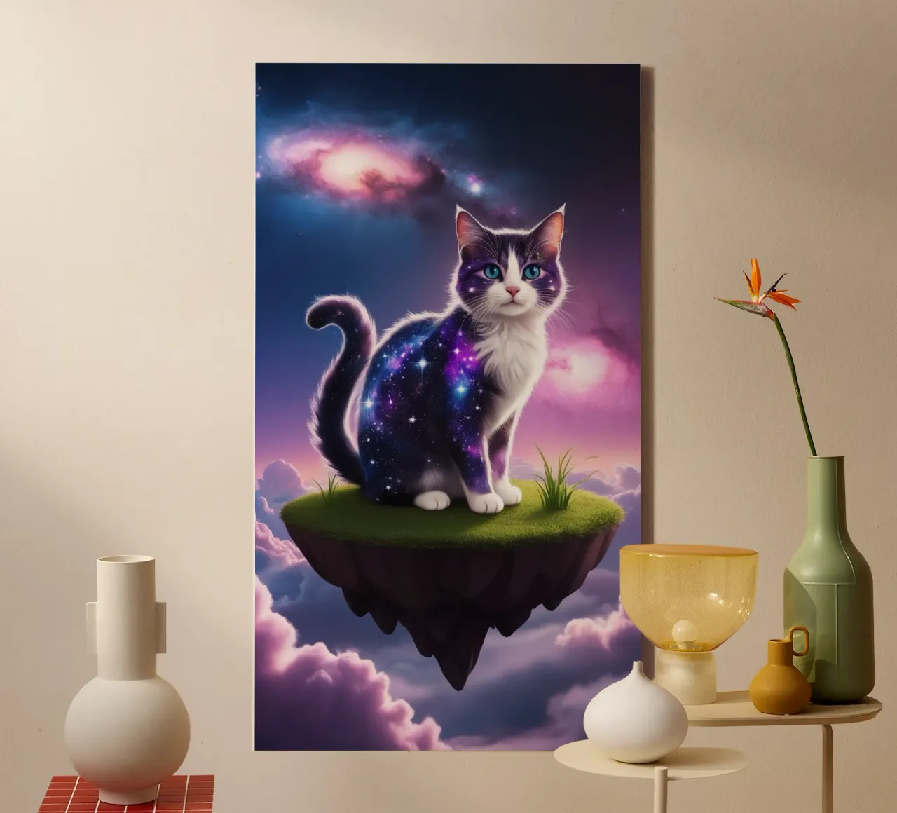 Galaxy Cat on a Floating Island canvas by van hellen