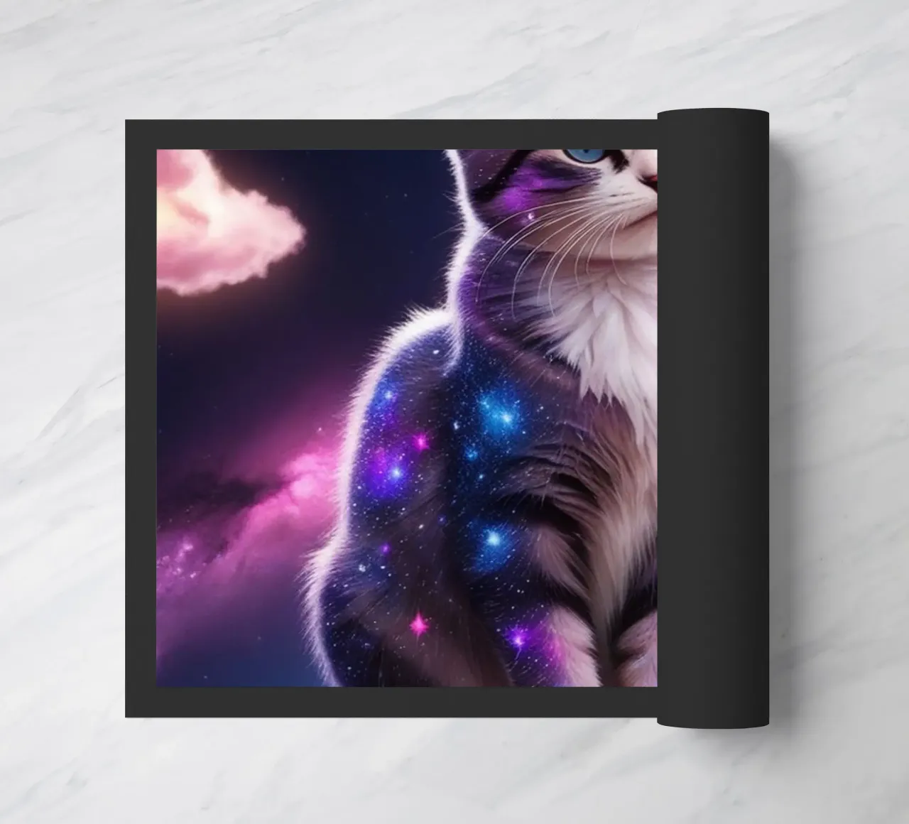 Galaxy Cat on a Floating Island doormat by van hellen
