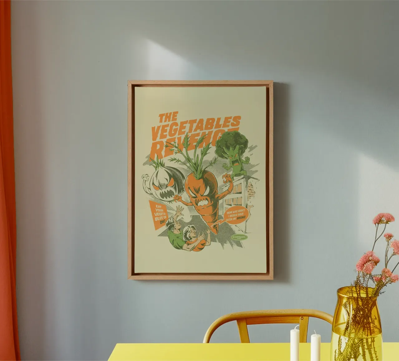 Essen Sie Ihr Gemüse Leinwand mit Schattenfugenrahmen von Patrick J Curtis