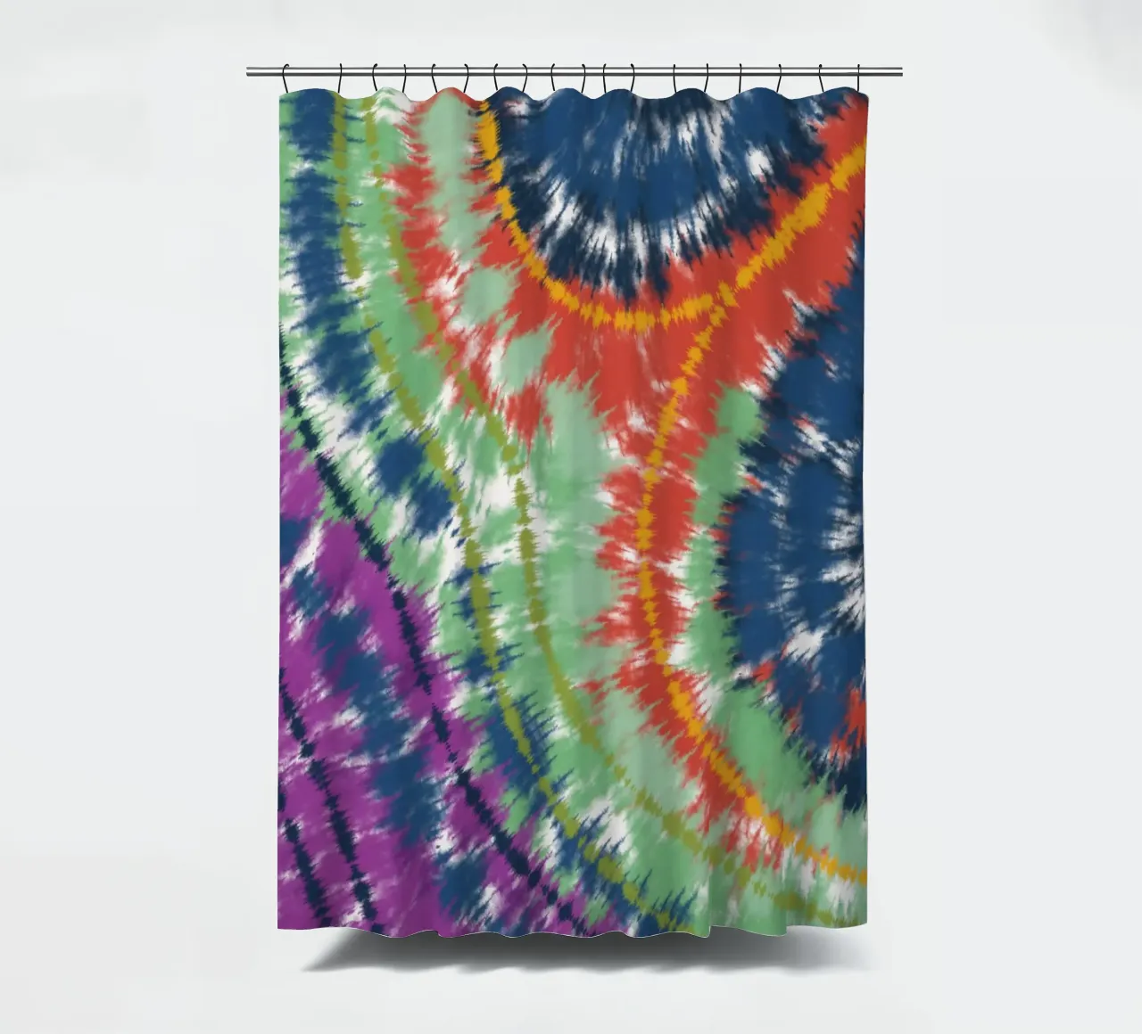 Bohemian tie dye shower curtain by Little Dean
