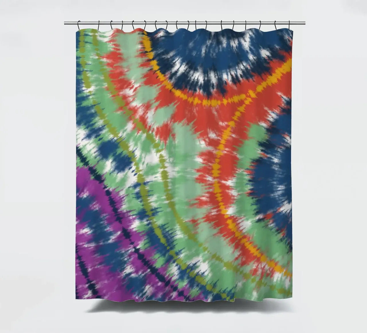 Bohemian tie dye shower curtain by Little Dean
