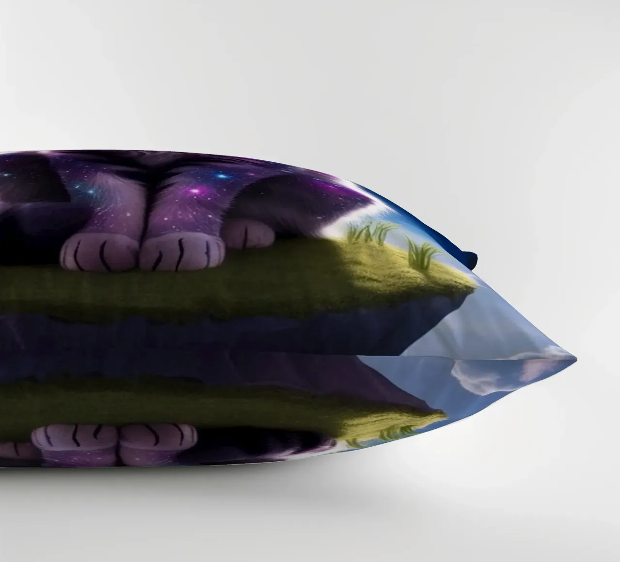 Galaxy Cat on a Floating Island decorative cushion by van hellen