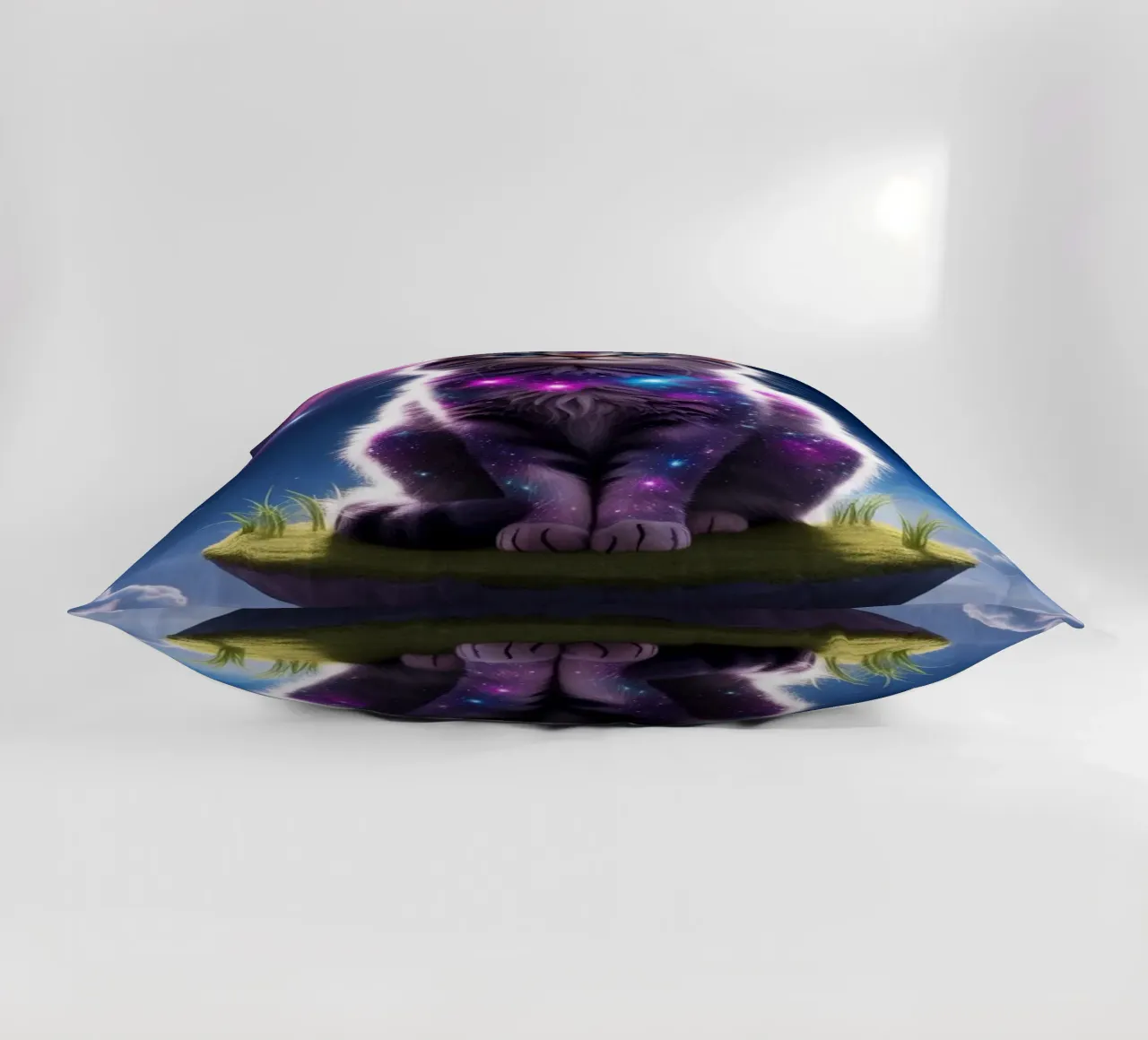 Galaxy Cat on a Floating Island decorative cushion by van hellen