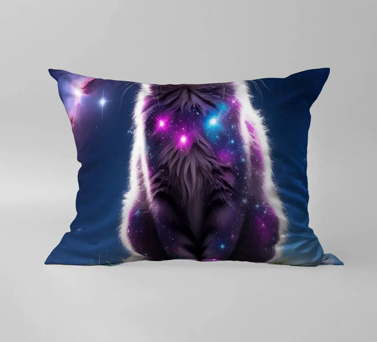 Galaxy Cat on a Floating Island decorative cushion by van hellen