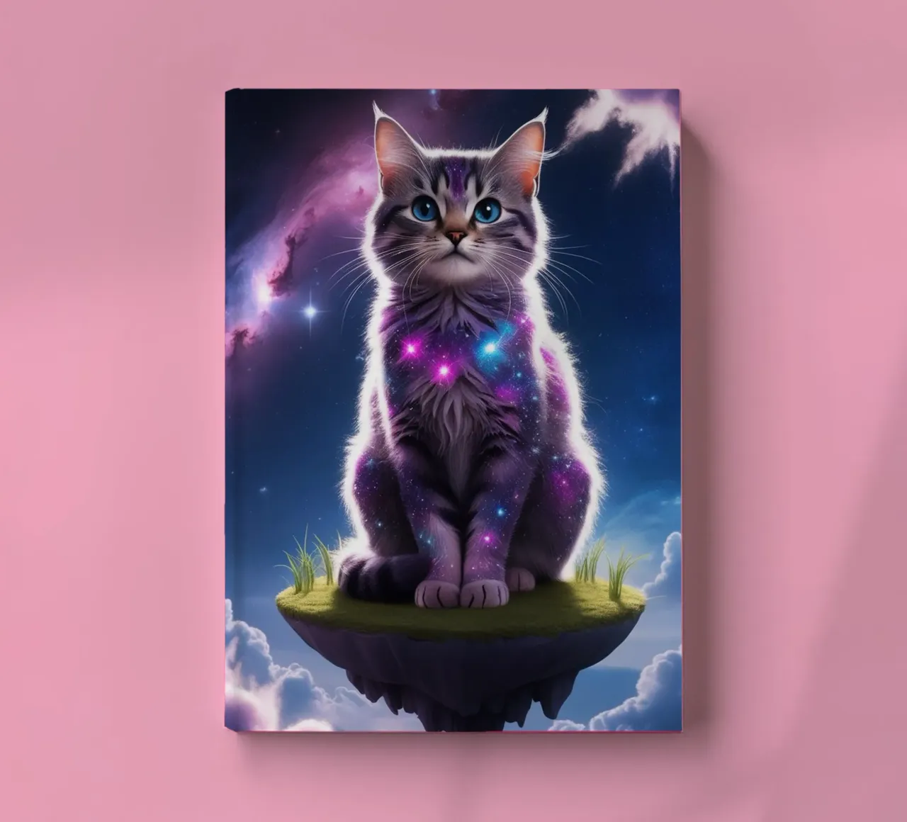 Galaxy Cat on a Floating Island notebook by van hellen