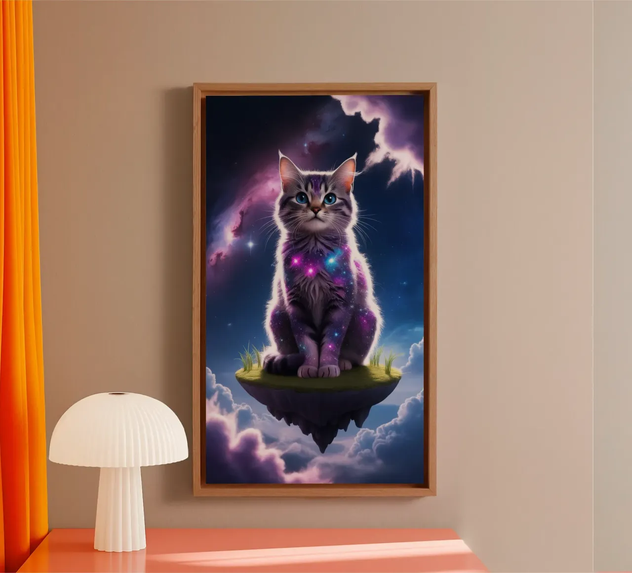 Galaxy Cat on a Floating Island canvas by van hellen