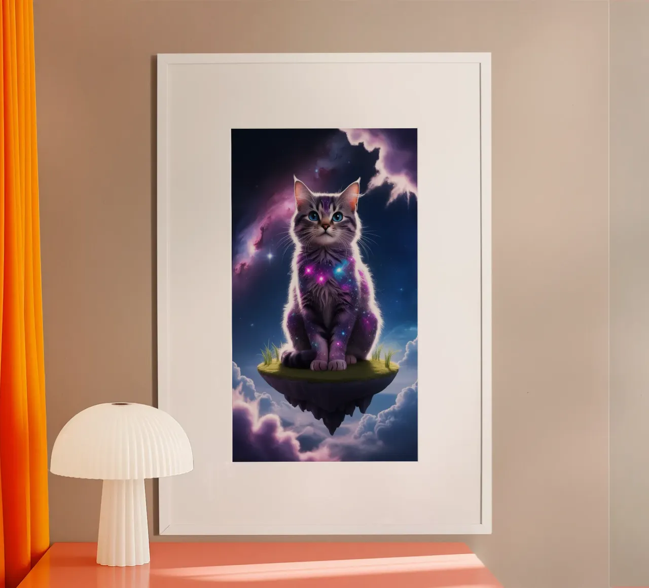 Galaxy Cat on a Floating Island hahnemühle by van hellen