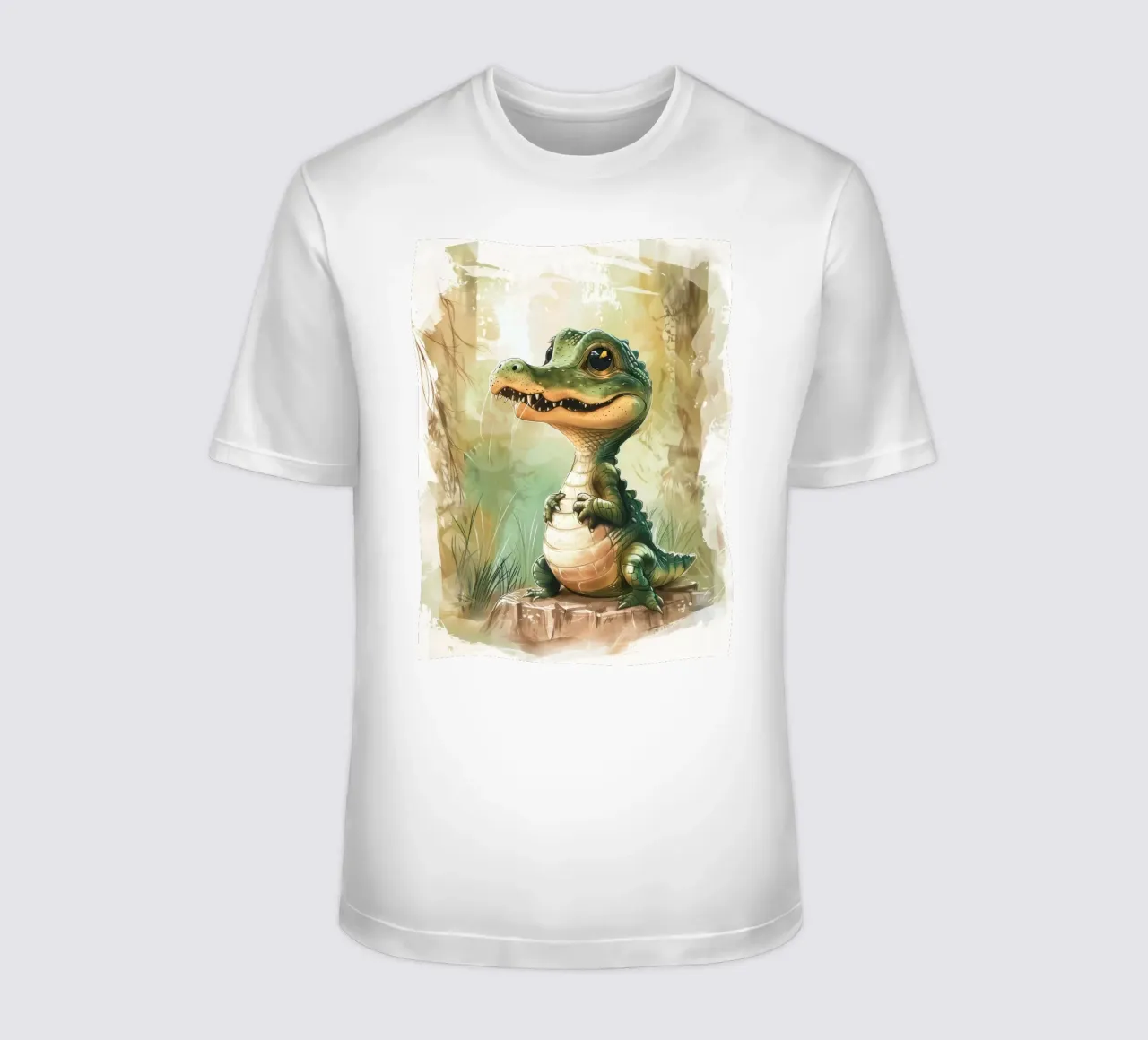 un simpatico e curioso cucciolo di alligatore, in piedi con orgoglio t-shirt da DesignDoodle