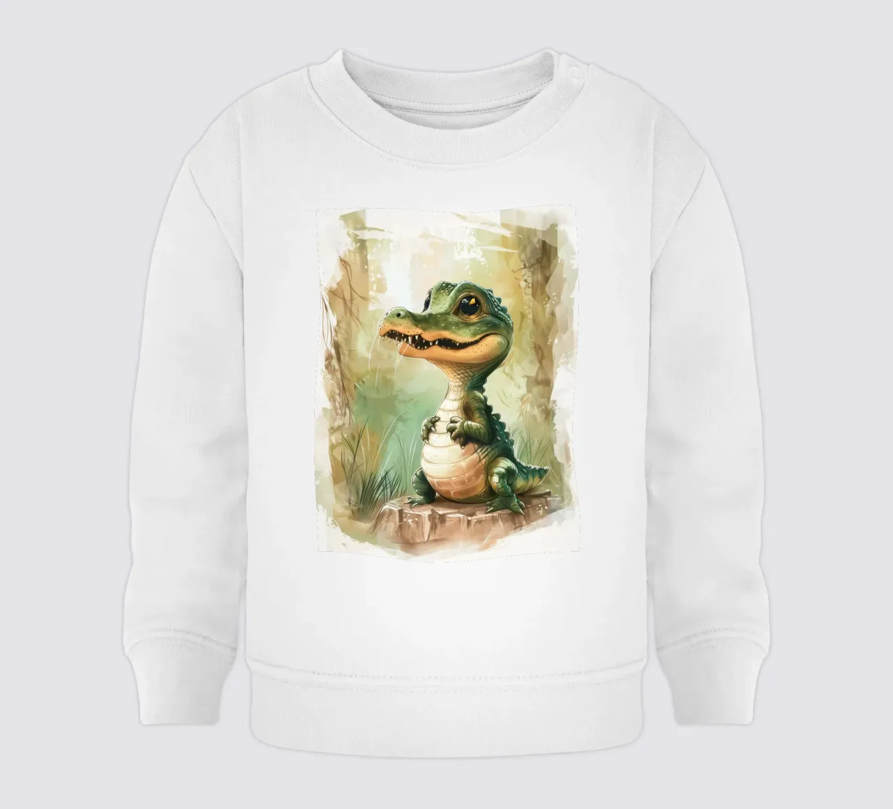 un simpatico e curioso cucciolo di alligatore, in piedi con orgoglio felpa neonato da DesignDoodle