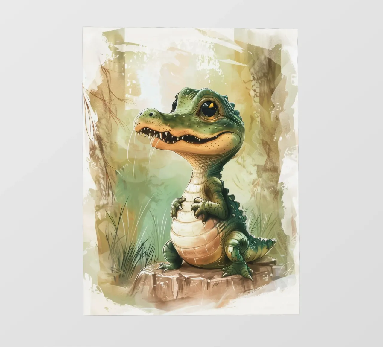 un simpatico e curioso cucciolo di alligatore, in piedi con orgoglio telo in pvc da DesignDoodle