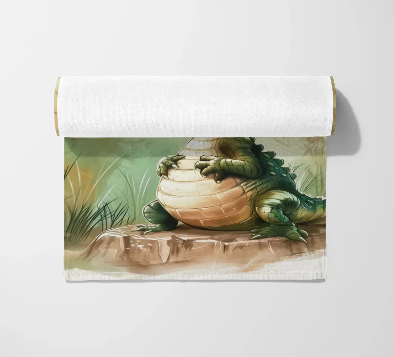 un simpatico e curioso cucciolo di alligatore, in piedi con orgoglio telo mare da DesignDoodle