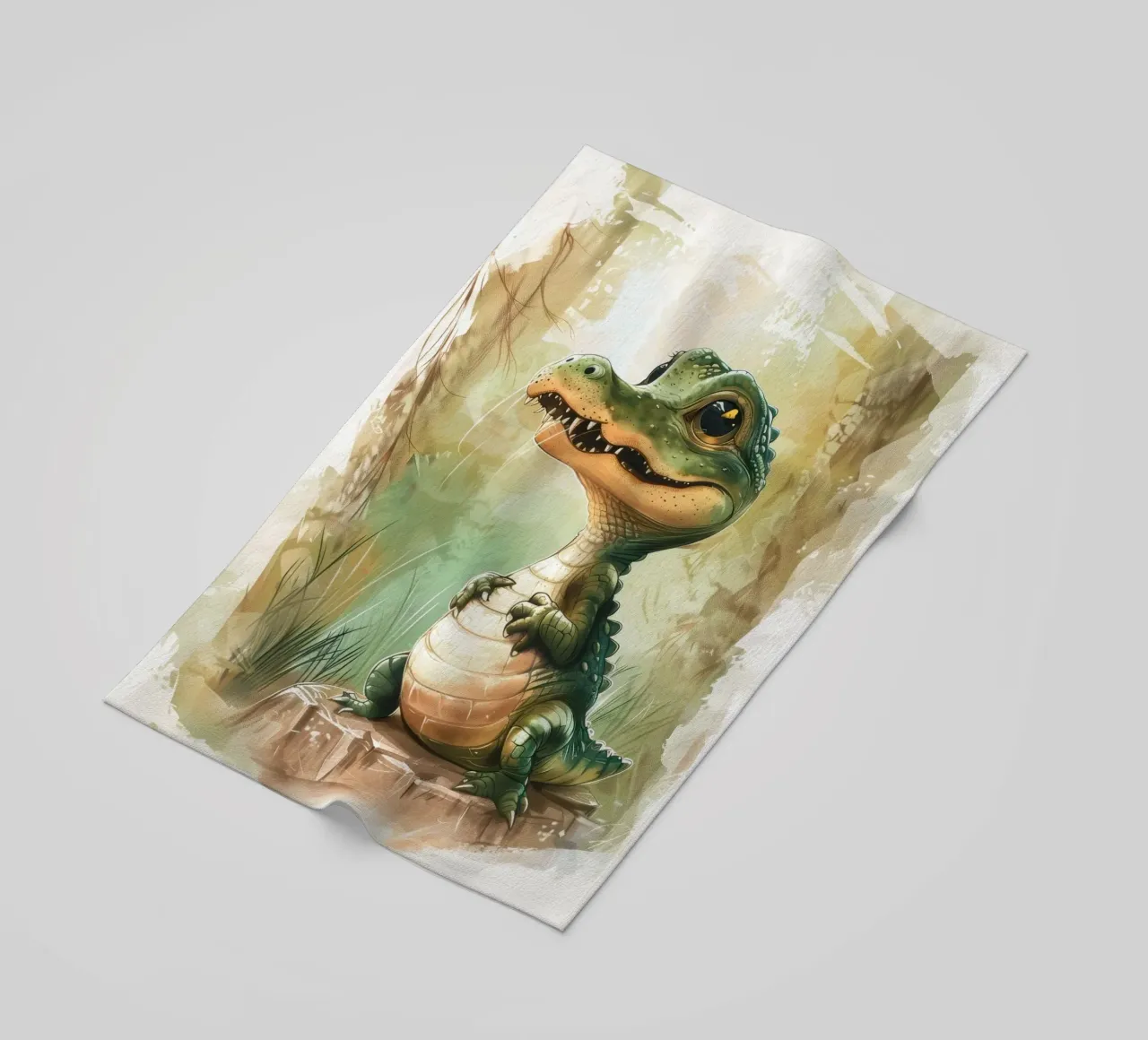 un simpatico e curioso cucciolo di alligatore, in piedi con orgoglio telo mare da DesignDoodle