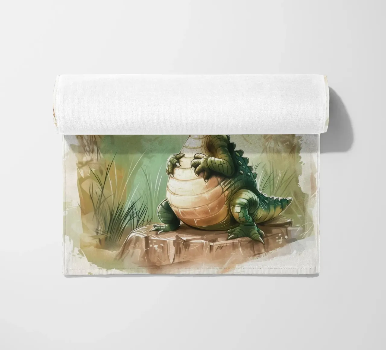 un simpatico e curioso cucciolo di alligatore, in piedi con orgoglio telo mare da DesignDoodle