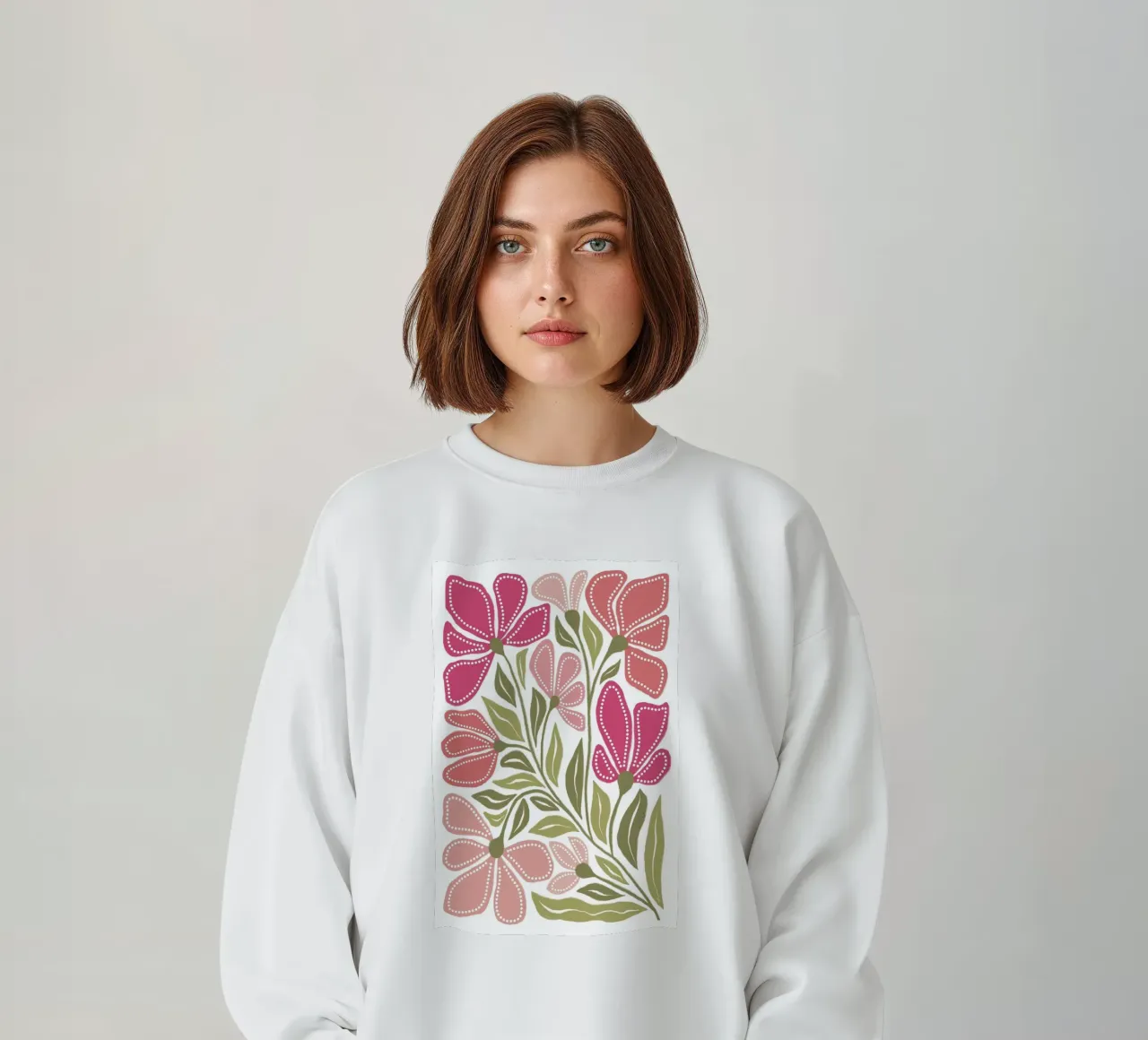 Wilde knalroze bloemen sweatshirt van Martina