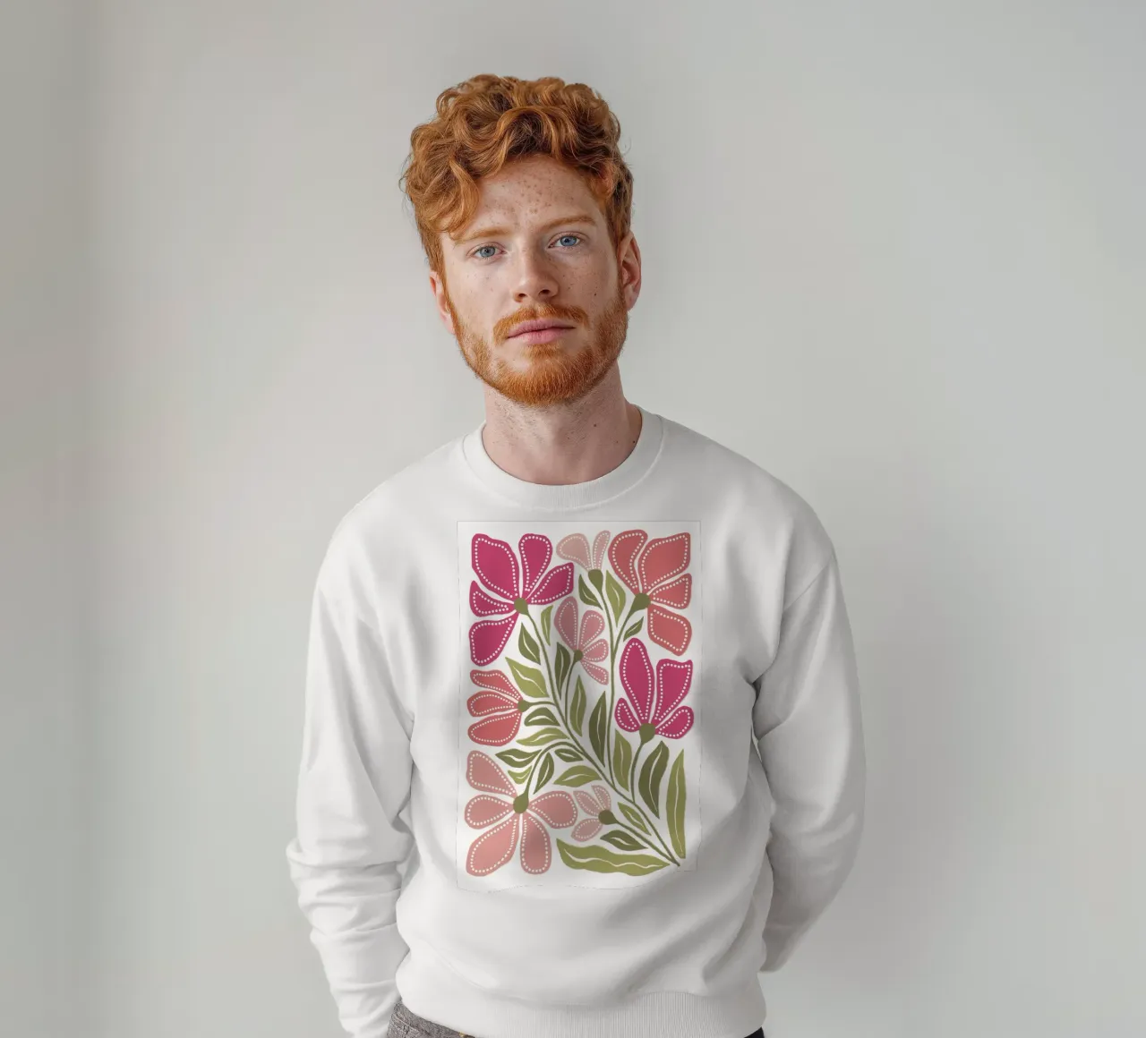 Wilde knalroze bloemen sweatshirt van Martina