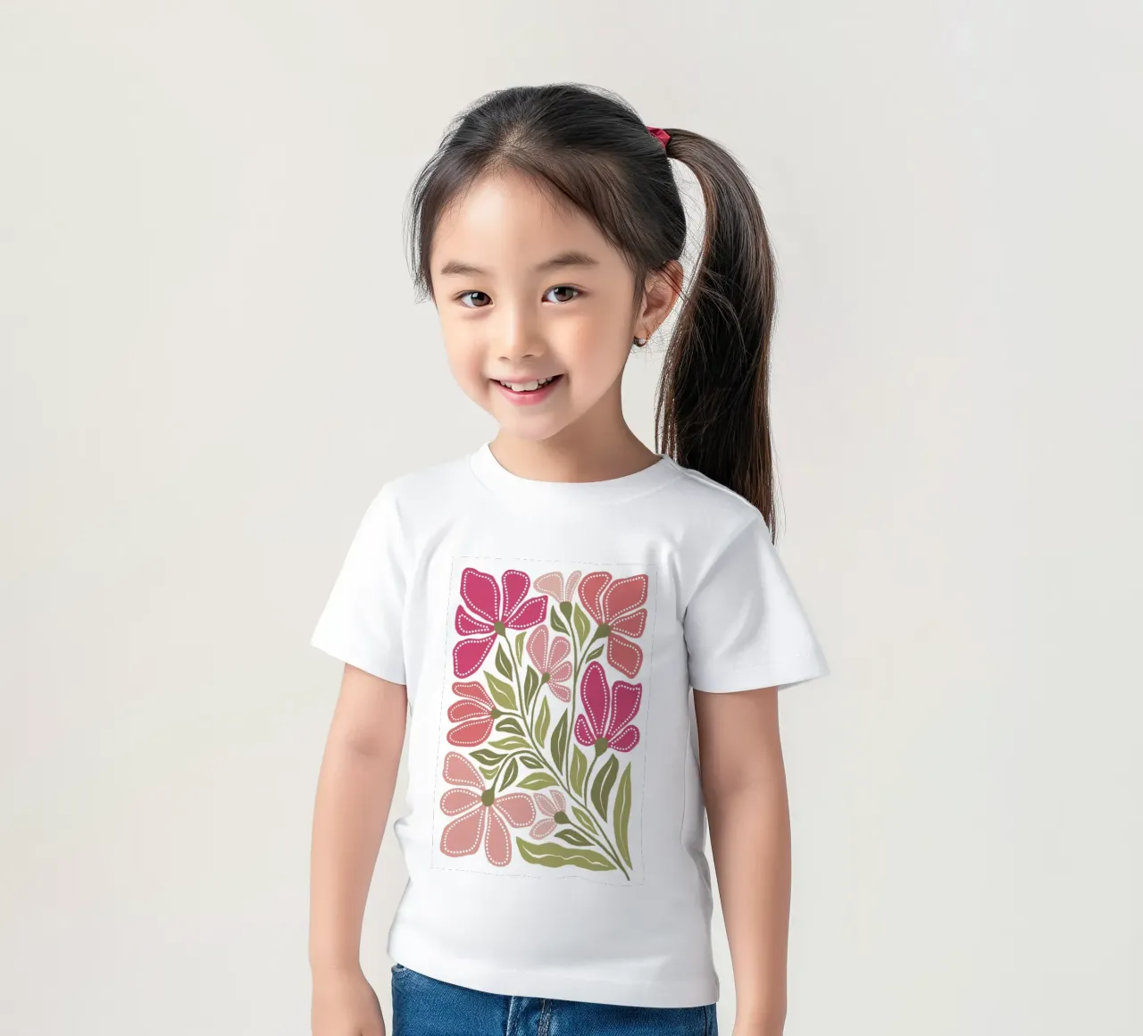 Wild bold pink flowers kids t-shirt by Martina