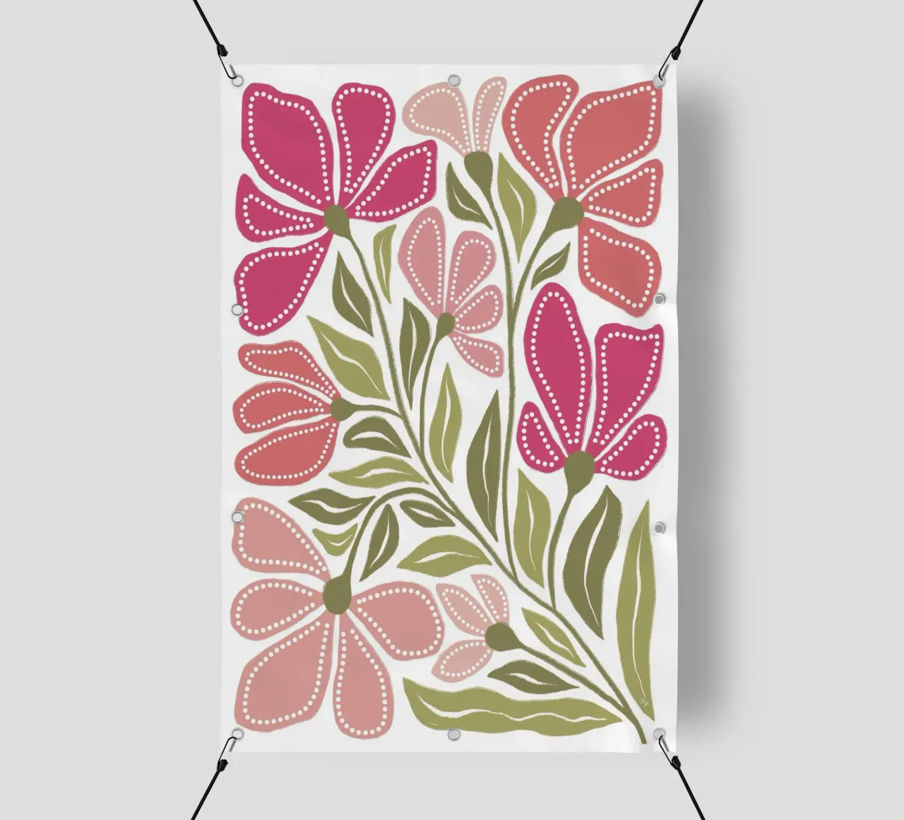 Fiori selvatici di colore rosa intenso telo in pvc da Martina