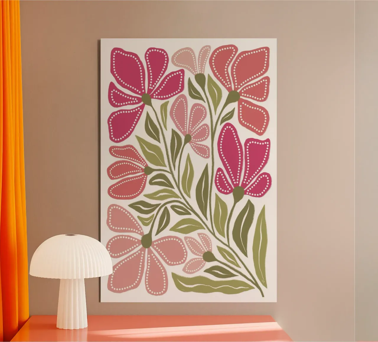 Fiori selvatici di colore rosa intenso alluminio dibond da Martina