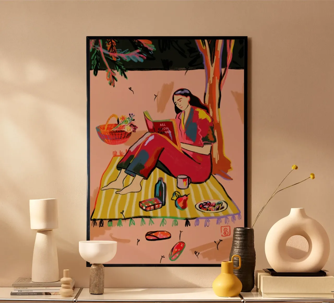 Autumn Picnic poster con telaio in plastica da Sandra Poliakov