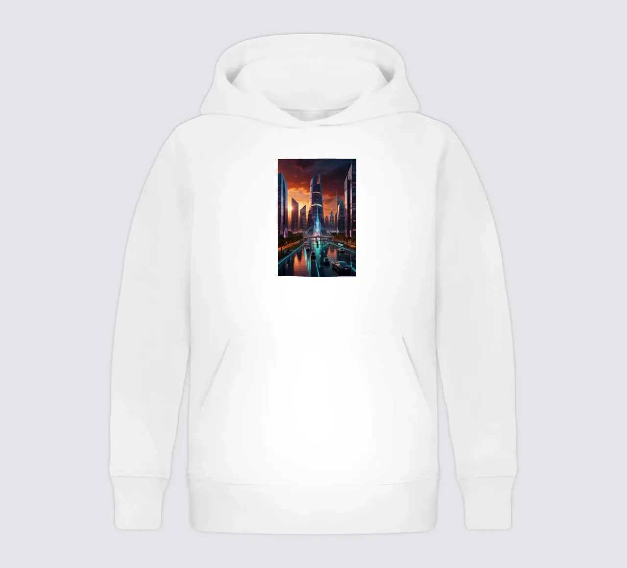 futuristic smart city kids hoodie by van hellen