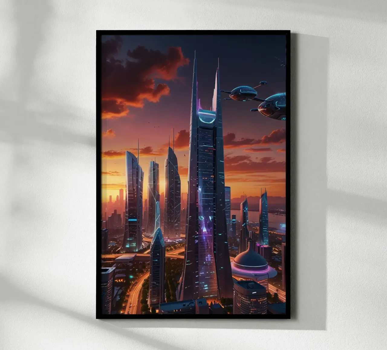 città intelligente futuristica poster con telaio in plastica da van hellen
