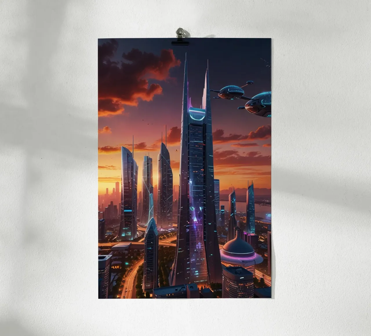città intelligente futuristica poster con telaio in plastica da van hellen
