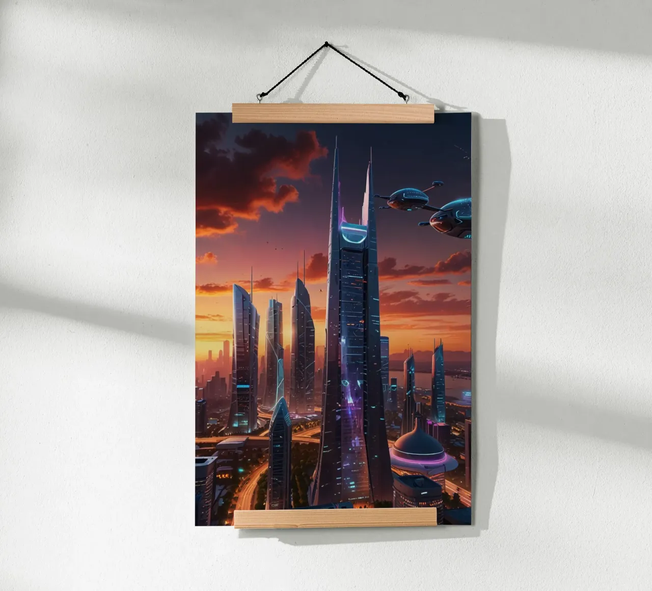 città intelligente futuristica poster con telaio in plastica da van hellen