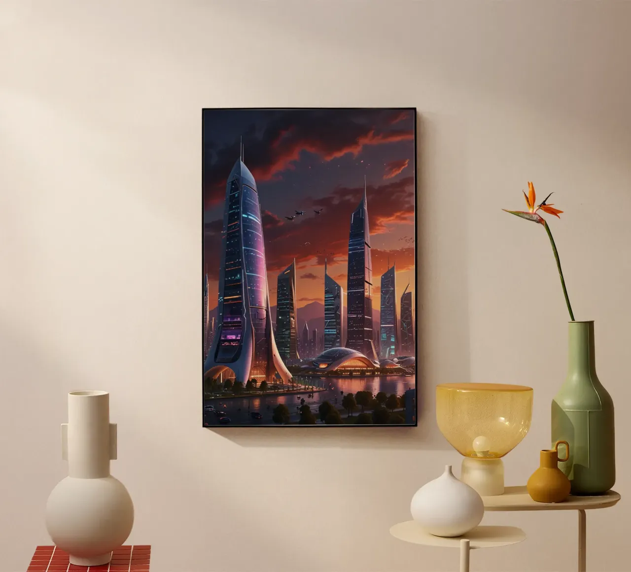 futuristische slimme stad acryl van van hellen