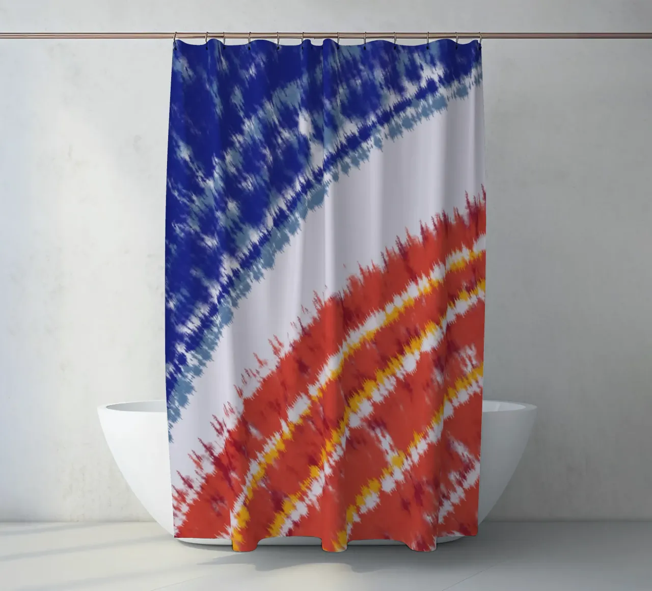 Patriot tie dye shower curtain by Little Dean