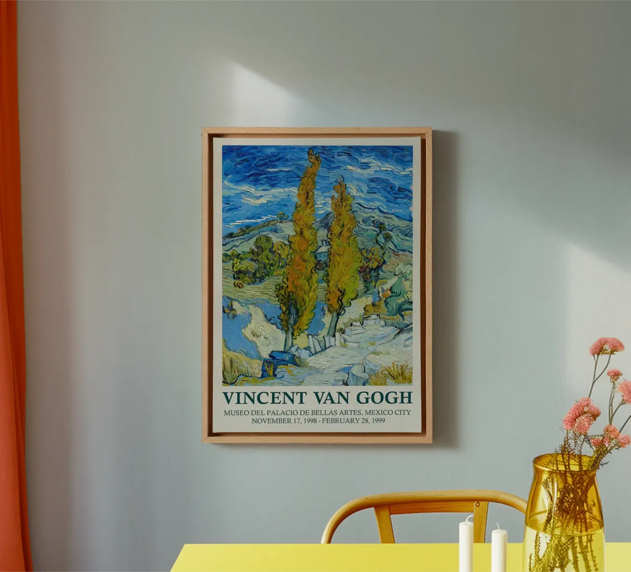 Vincent van Gogh - The Poplars at Saint-Rémy canvas with Floater frame by ashcraft shop