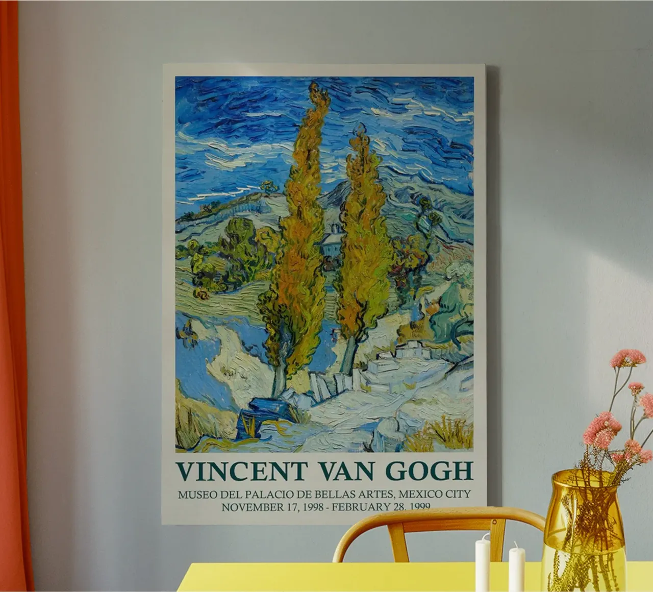 Vincent van Gogh - The Poplars at Saint-Rémy canvas with Floater frame by ashcraft shop