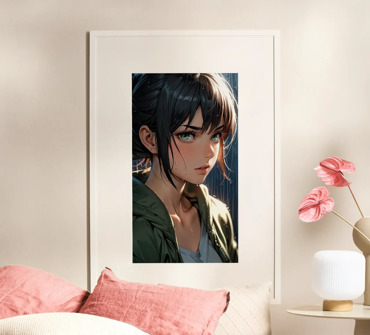 donna anime poster con telaio in legno da van hellen