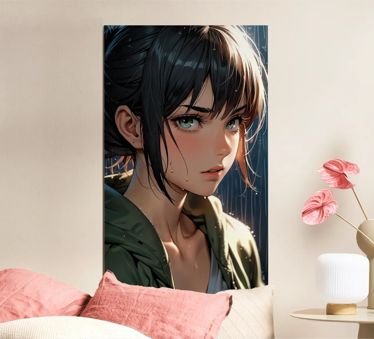 donna anime poster con telaio in legno da van hellen